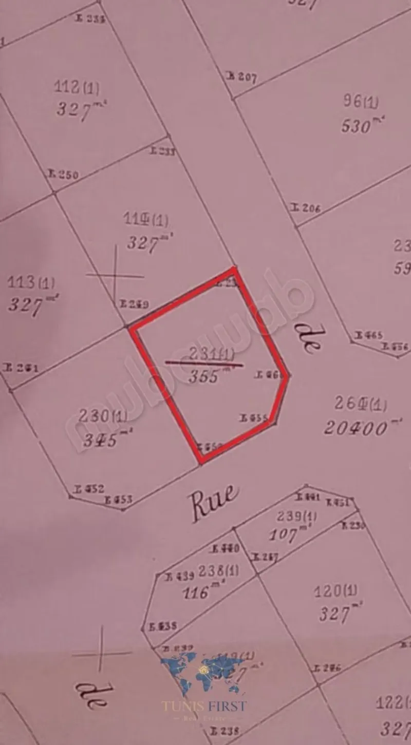A Vendre Terrain de 355 m² à La Marsa Sidi Abd Laziz — Marsa ville