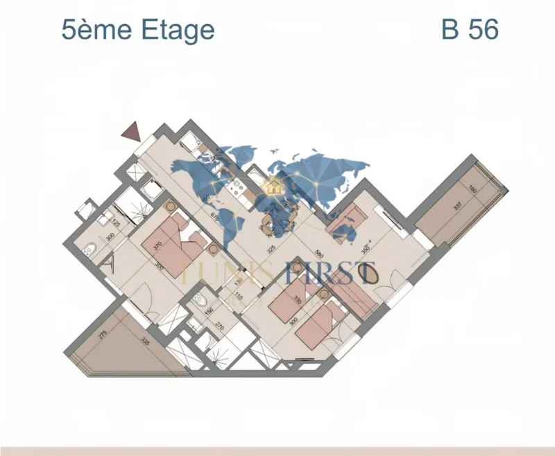 A vendre appartement S+2 à Sousse front mer