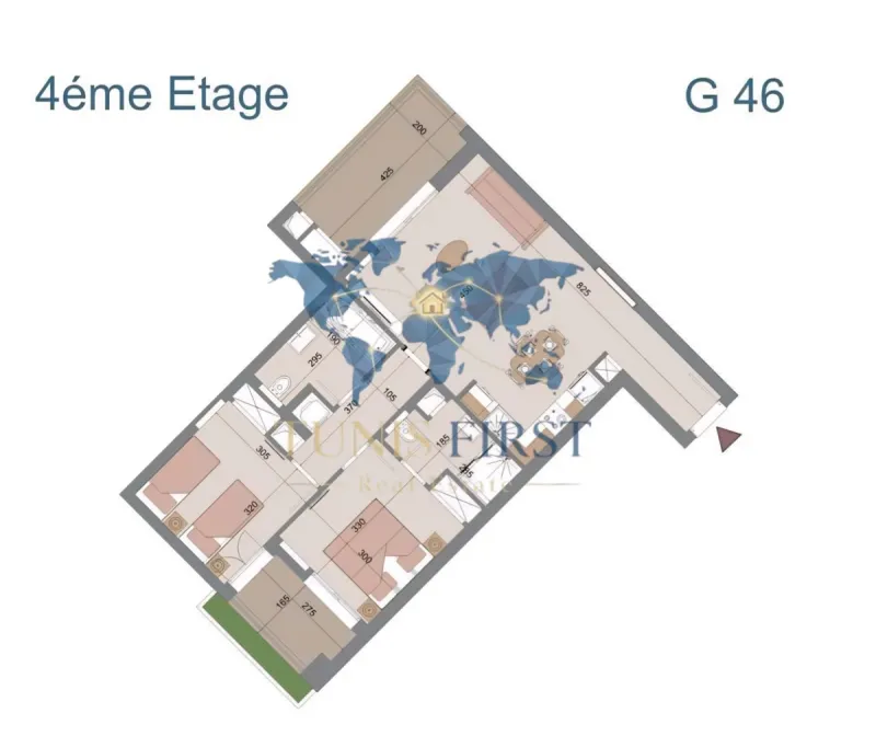 A vendre appartement S+2 à Sousse dans une résidence front mer
