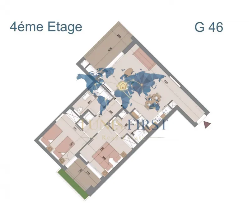 A vendre appartement S+2 à Chat Mariem dans une résidence front mer — Hammam Sousse