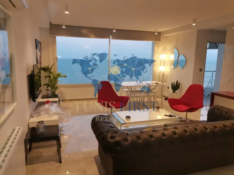 A louer appartement S+2 meublé à Gammarth avec vue panoramique sur mer