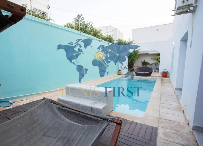 A louer RDC de Villa Meublée avec piscine à Carthage — Amilcar