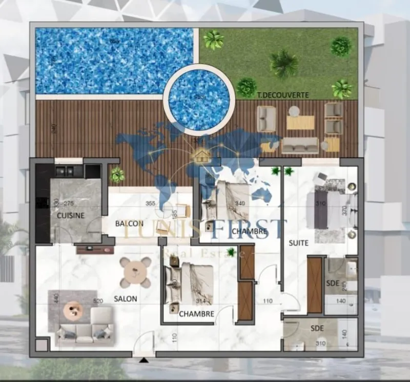 A vendre appartement S+3 à La Nouvelle Soukra — La Soukra